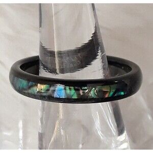Tungsten Abalone Inlay Polished Comfort Fit Ring 4mm "Black" ~ (Size 11) NEW!!
